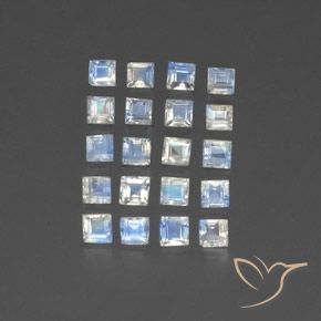 Gemas de Piedra lunar arcoíris Blanco azulado natural de 3.26 ct, Cuadrado, Transparente
