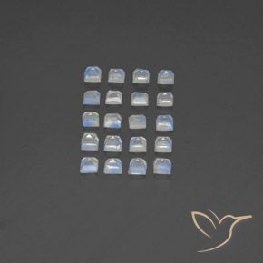 Gemas de Piedra lunar arcoíris Blanco azulado natural de 3.26 ct, Cuadrado, Transparente