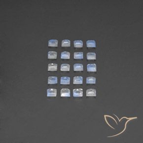 Gemas de Piedra lunar arcoíris Blanco azulado natural de 2.77 ct, Cuadrado, Transparente