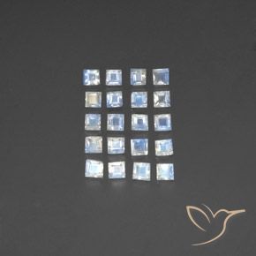 2.96ctw Natural Blanco azulado Piedra lunar arcoíris, Cuadrado, Transparente