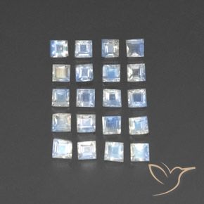 Gemas de Piedra lunar arcoíris Blanco azulado natural de 2.96 ct, Cuadrado, Transparente