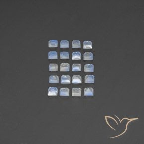 Gemas de Piedra lunar arcoíris Blanco azulado natural de 2.96 ct, Cuadrado, Transparente