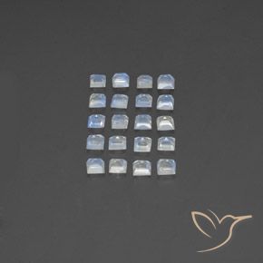 Gemas de Piedra lunar arcoíris Blanco azulado natural de 3.01 ct, Cuadrado, Transparente
