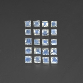 Gemas de piedra de luna arcoíris blanco natural de  ct, cuadrado, transparente