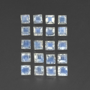Gemas de piedra de luna arcoíris blanco natural de  ct, cuadrado, transparente