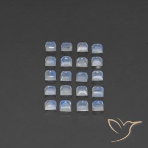 Gemas de Piedra lunar arcoíris Blanco azulado natural de 3.57 ct, Cuadrado, Transparente