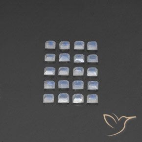 Gemas de Piedra lunar arcoíris Blanco azulado natural de 2.68 ct, Cuadrado, Transparente / Translúcido