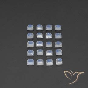 Gemas de Piedra lunar arcoíris Blanco azulado natural de 3.14 ct, Cuadrado, Transparente / Translúcido