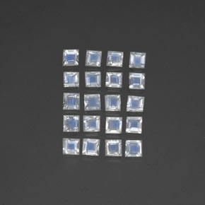 Gemas de piedra de luna arcoíris blanco natural de 2,35 ct, cuadrado, transparente