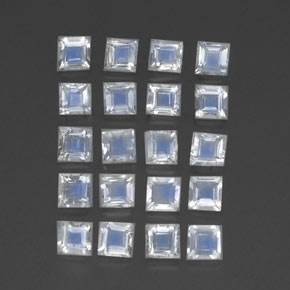 Gemas de piedra de luna arcoíris blanco natural de 2,35 ct, cuadrado, transparente