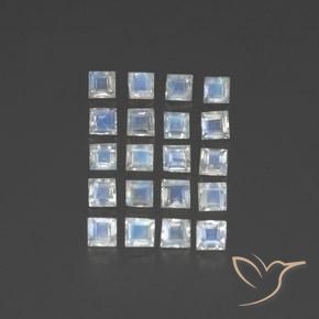 Gemas de Piedra lunar arcoíris Blanco azulado natural de 2.53 ct, Cuadrado, Transparente