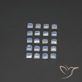 Gemas de Piedra lunar arcoíris Blanco azulado natural de 2.88 ct, Cuadrado, Transparente