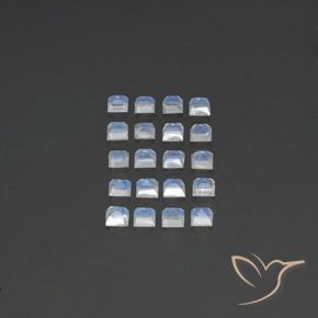 Gemas de Piedra lunar arcoíris Blanco azulado natural de 2.90 ct, Cuadrado, Transparente
