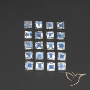 Gemas de Piedra lunar arcoíris Blanco azulado natural de 2.15 ct, Cuadrado, Transparente