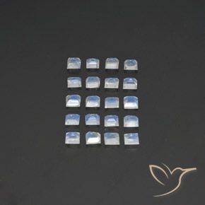 Gemas de Piedra lunar arcoíris Blanco azulado natural de 2.15 ct, Cuadrado, Transparente