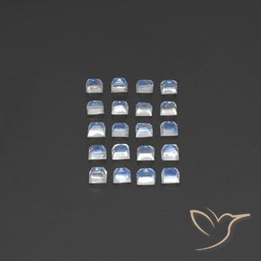 Gemas de Piedra lunar arcoíris Blanco azulado natural de 2.83 ct, Cuadrado, Transparente