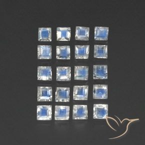 Gemas de Piedra lunar arcoíris Blanco azulado natural de 3.34 ct, Cuadrado, Transparente