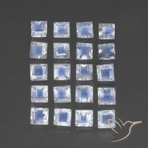 Gemas de Piedra lunar arcoíris Blanco azulado natural de 2.79 ct, Cuadrado, Transparente