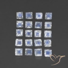 Gemas de Piedra lunar arcoíris Blanco azulado natural de 3.42 ct, Cuadrado, Transparente