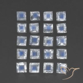 Gemas de Piedra lunar arcoíris Blanco azulado natural de 2.49 ct, Cuadrado, Transparente