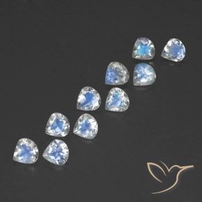 Gemas de Piedra lunar arcoíris Blanco azulado natural de 3.30 ct, En forma de pera, Transparente