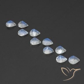 Gemas de Piedra lunar arcoíris Blanco azulado natural de 3.30 ct, En forma de pera, Transparente