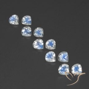 Gemas de Piedra lunar arcoíris Blanco azulado natural de 3.31 ct, En forma de pera, Transparente