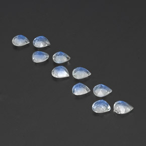 Gemas de piedra de luna arcoíris blanco natural de 2,84 ct, en forma de pera, transparente