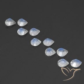 Gemas de Piedra lunar arcoíris Blanco azulado natural de 3.48 ct, En forma de pera, Transparente