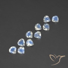 Gemas de Piedra lunar arcoíris Blanco azulado natural de 3.18 ct, En forma de pera, Transparente