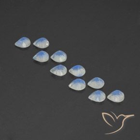 Gemas de Piedra lunar arcoíris Blanco azulado natural de 3.71 ct, En forma de pera, Transparente