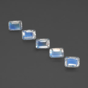 Gemas de piedra de luna arcoíris blanco natural de  ct, corte esmeralda, transparente