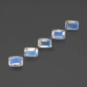 Gemas de piedra de luna arcoíris blanco natural de  ct, corte esmeralda, transparente