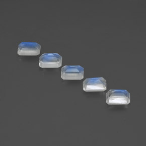 Gemas de piedra de luna arcoíris blanco natural de  ct, corte esmeralda, transparente