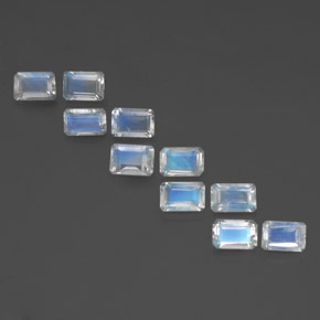 Gemas de piedra de luna arcoíris blanco natural de  ct, corte esmeralda, transparente