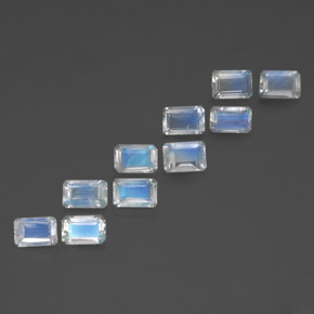 Gemas de piedra de luna arcoíris blanco natural de  ct, corte esmeralda, transparente