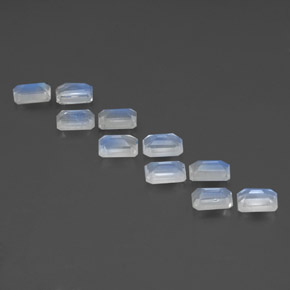 Gemas de piedra de luna arcoíris blanco natural de  ct, corte esmeralda, transparente