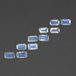 Gemas de piedra de luna arcoíris blanco natural de  ct, corte esmeralda, transparente