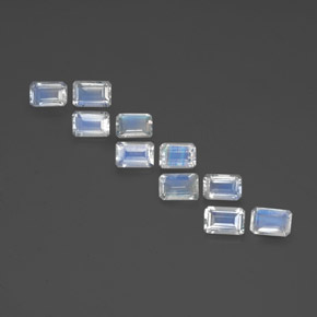 Gemas de piedra de luna arcoíris blanco natural de  ct, corte esmeralda, transparente