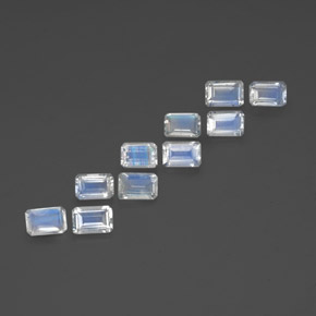 Gemas de piedra de luna arcoíris blanco natural de  ct, corte esmeralda, transparente