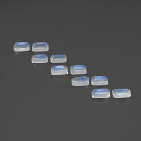 Gemas de piedra de luna arcoíris blanco natural de  ct, corte esmeralda, transparente