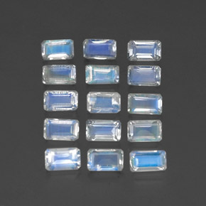 Gemas de piedra de luna arcoíris blanco natural de  ct, corte esmeralda, transparente