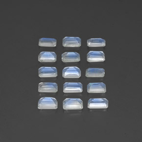 Gemas de piedra de luna arcoíris blanco natural de  ct, corte esmeralda, transparente