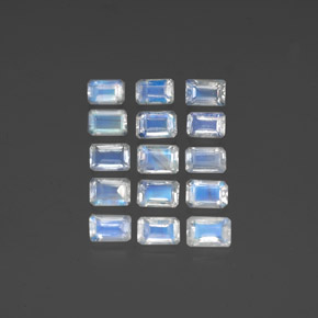 Gemas de piedra de luna arcoíris blanco natural de  ct, corte esmeralda, transparente
