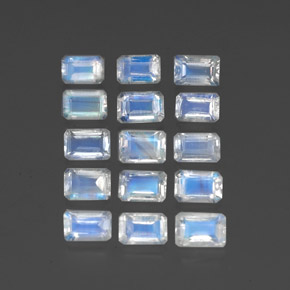 Gemas de piedra de luna arcoíris blanco natural de  ct, corte esmeralda, transparente