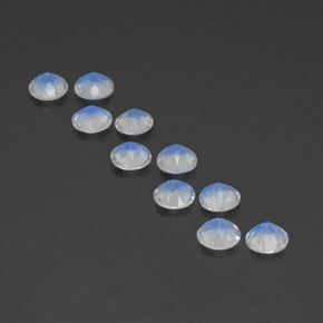 Gemas de piedra de luna arcoíris blanco natural de  ct, corte redondo, transparente