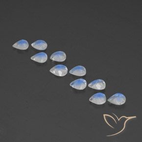 Gemas de Piedra lunar arcoíris Blanco azulado natural de 2.85 ct, En forma de pera, Transparente