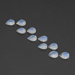 Gemas de piedra de luna arcoíris blanco natural de  ct, en forma de pera, transparente