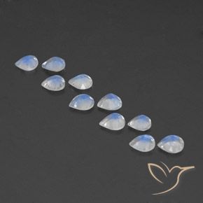 Gemas de Piedra lunar arcoíris Blanco azulado natural de 3.13 ct, En forma de pera, Transparente