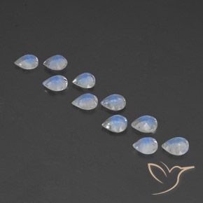 Gemas de Piedra lunar arcoíris Blanco azulado natural de 3.16 ct, En forma de pera, Transparente